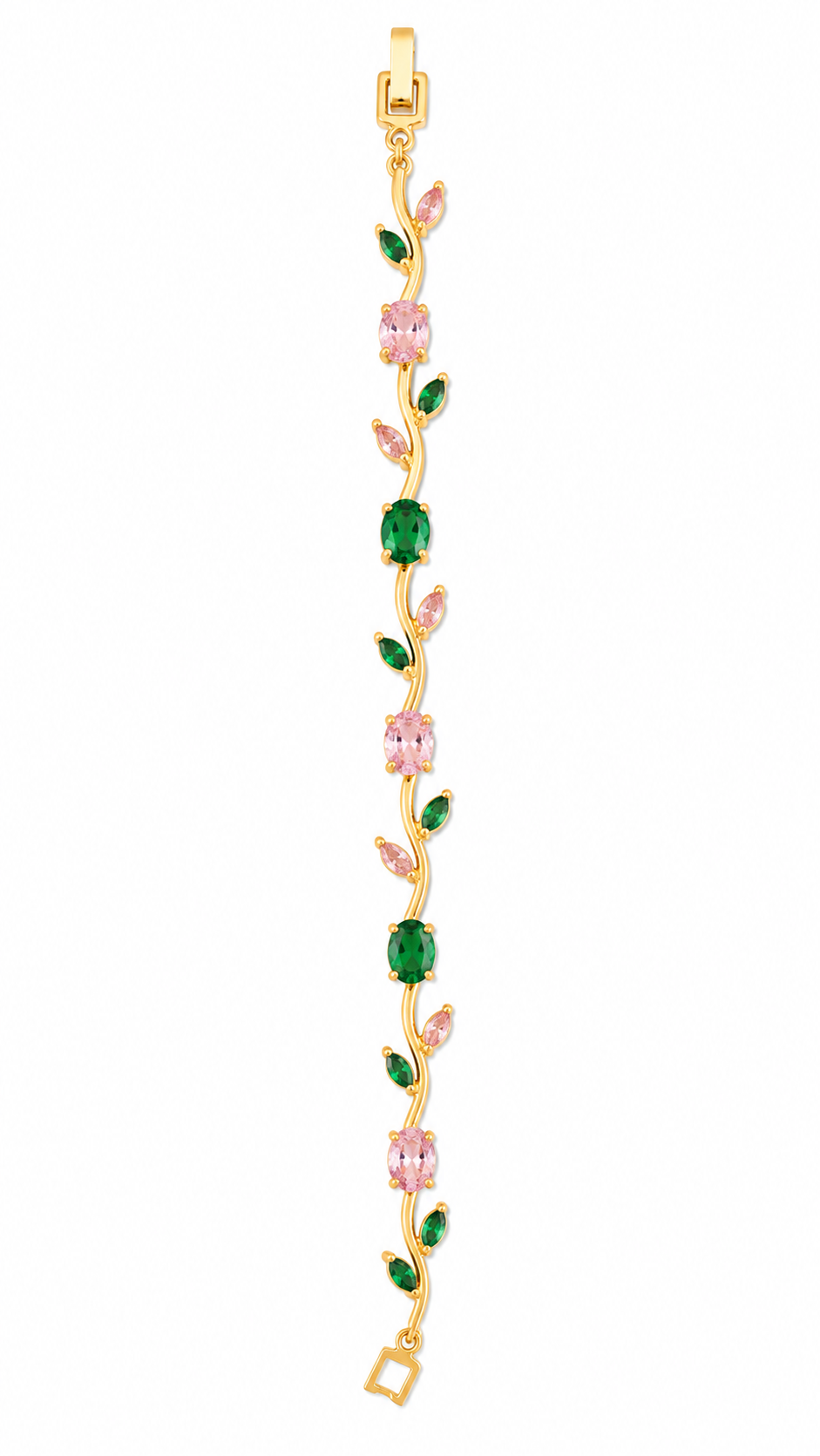 Pulsera Tulipan Dorada Rosada y Verde