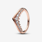 Anillo Deseo Pave Flotante Corona Oro Rosado