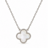 Collar Van Cleef 1 Trebol Blanco Plateado