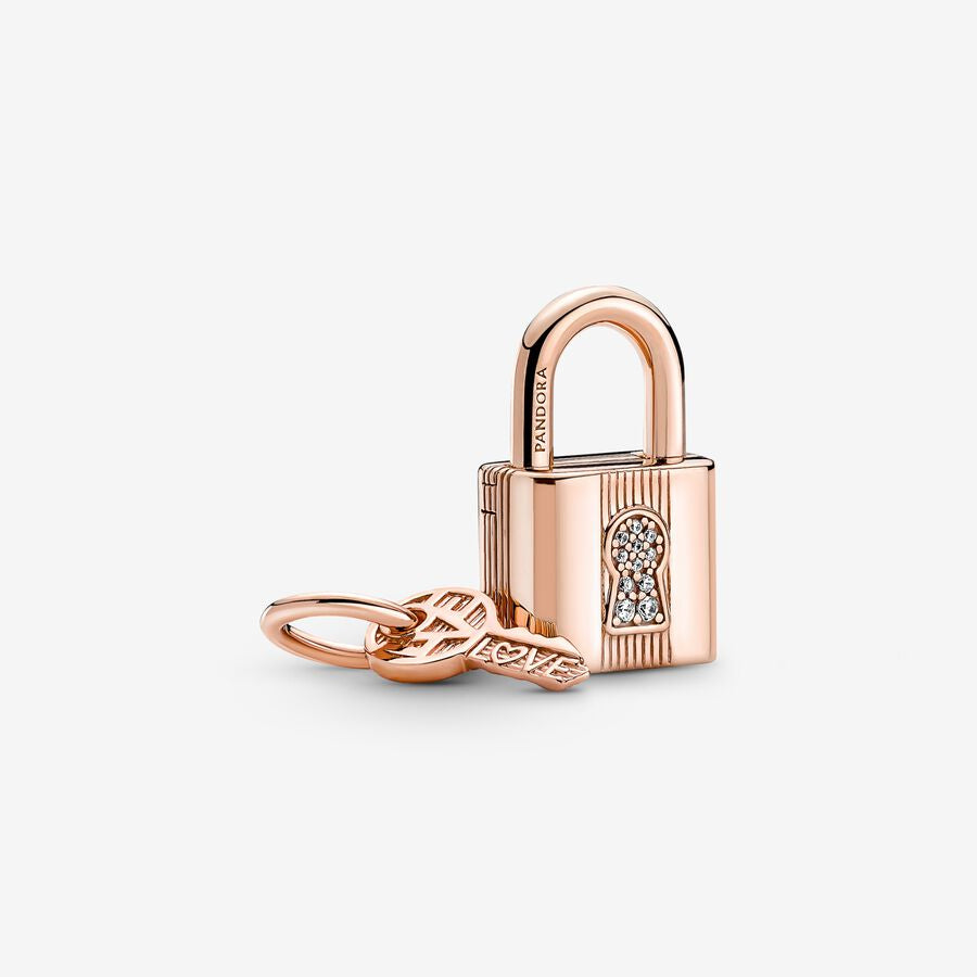 Charm Colgante Candado y Llave Rose Gold