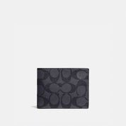 Cartera Coach Bifold Signature Negra y Gris para Hombre