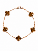 Pulsera Rose Gold Van Cleef Marron Treboles Pequeños