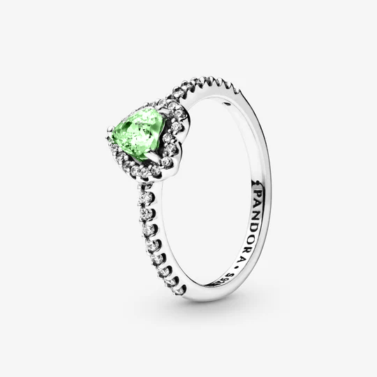 Anillo Corazón en Relieve Verde