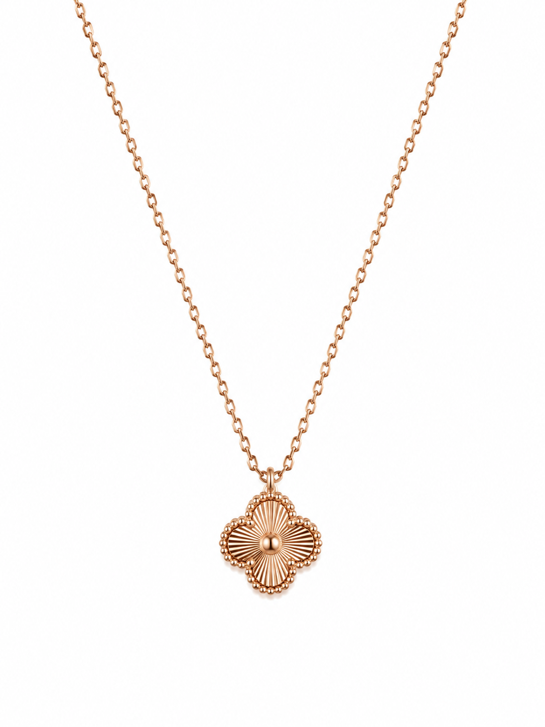 Collar Van Cleef Rose Gold Completo 1 Trebol Pequeño