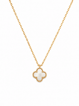 Collar Van Cleef Dorado 1 Trebol Blanco Pequeño