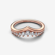 Anillo Deseo Pave Flotante Corona Oro Rosado