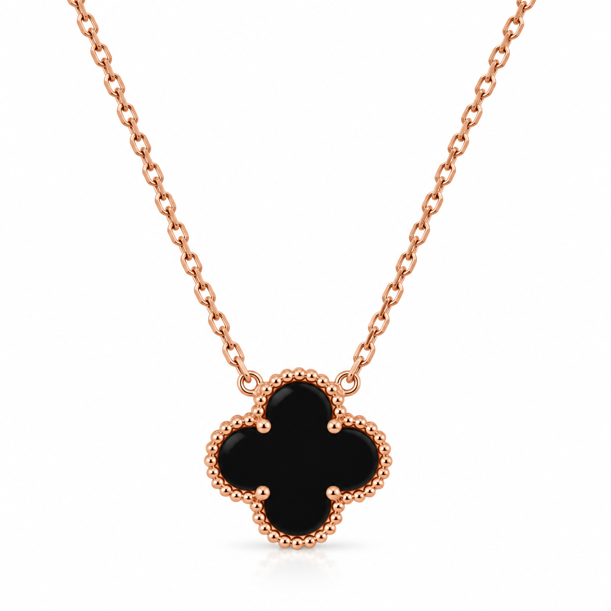 Collar Van Cleef 1 Trebol Negro Rose Gold