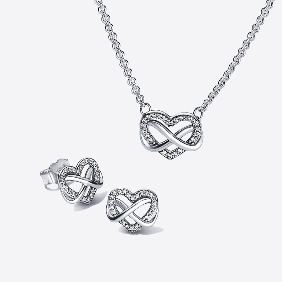 Conjunto de Regalo Corazón Infinito Brillante (Collar + Pendientes)