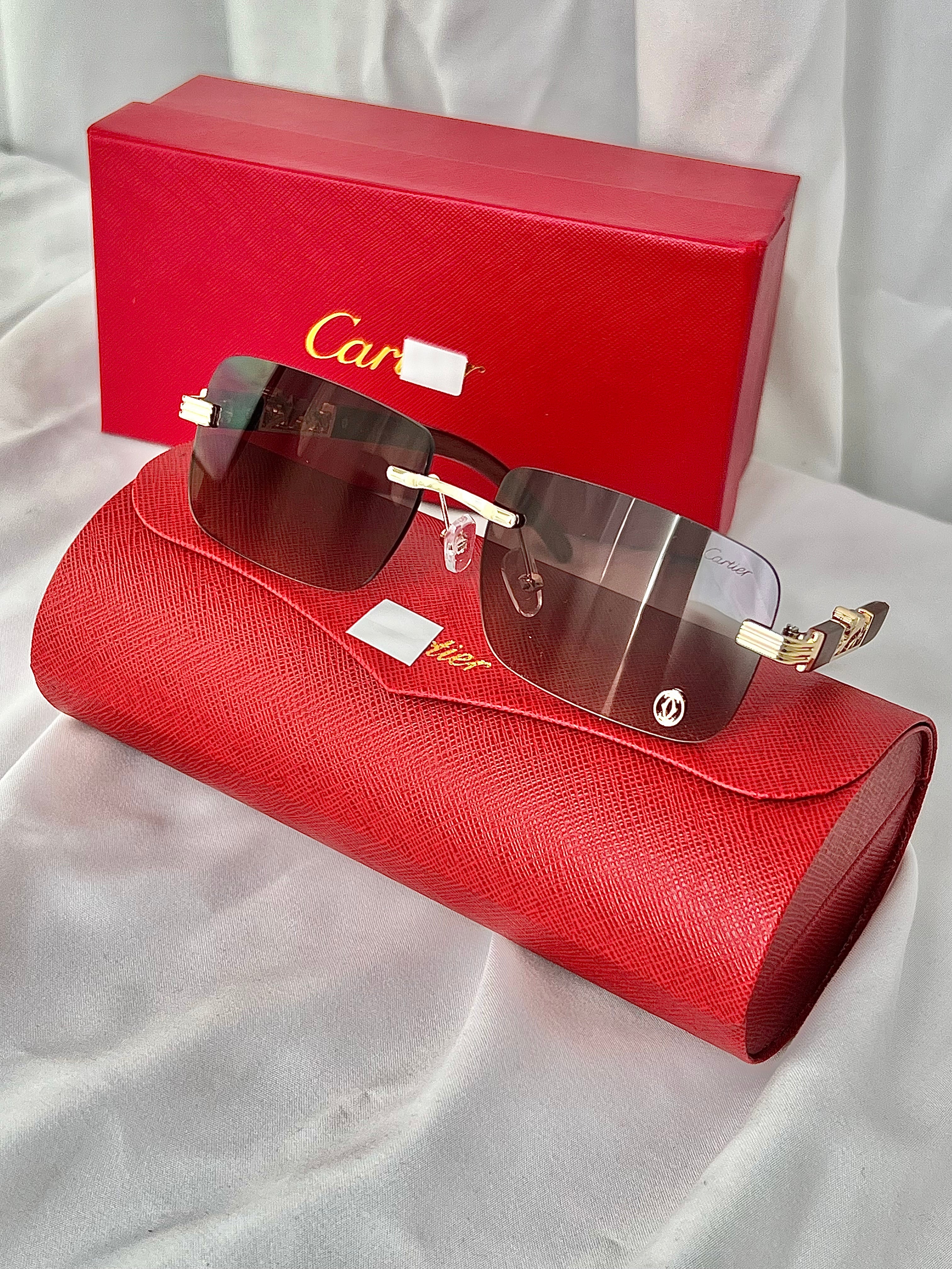 Gafas Leopardo Varilla de Madera Cartier