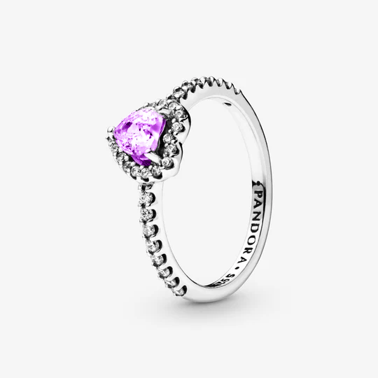 Anillo Corazón en Relieve Morado