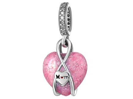 Charm Colgante Corazon MOM Rosa