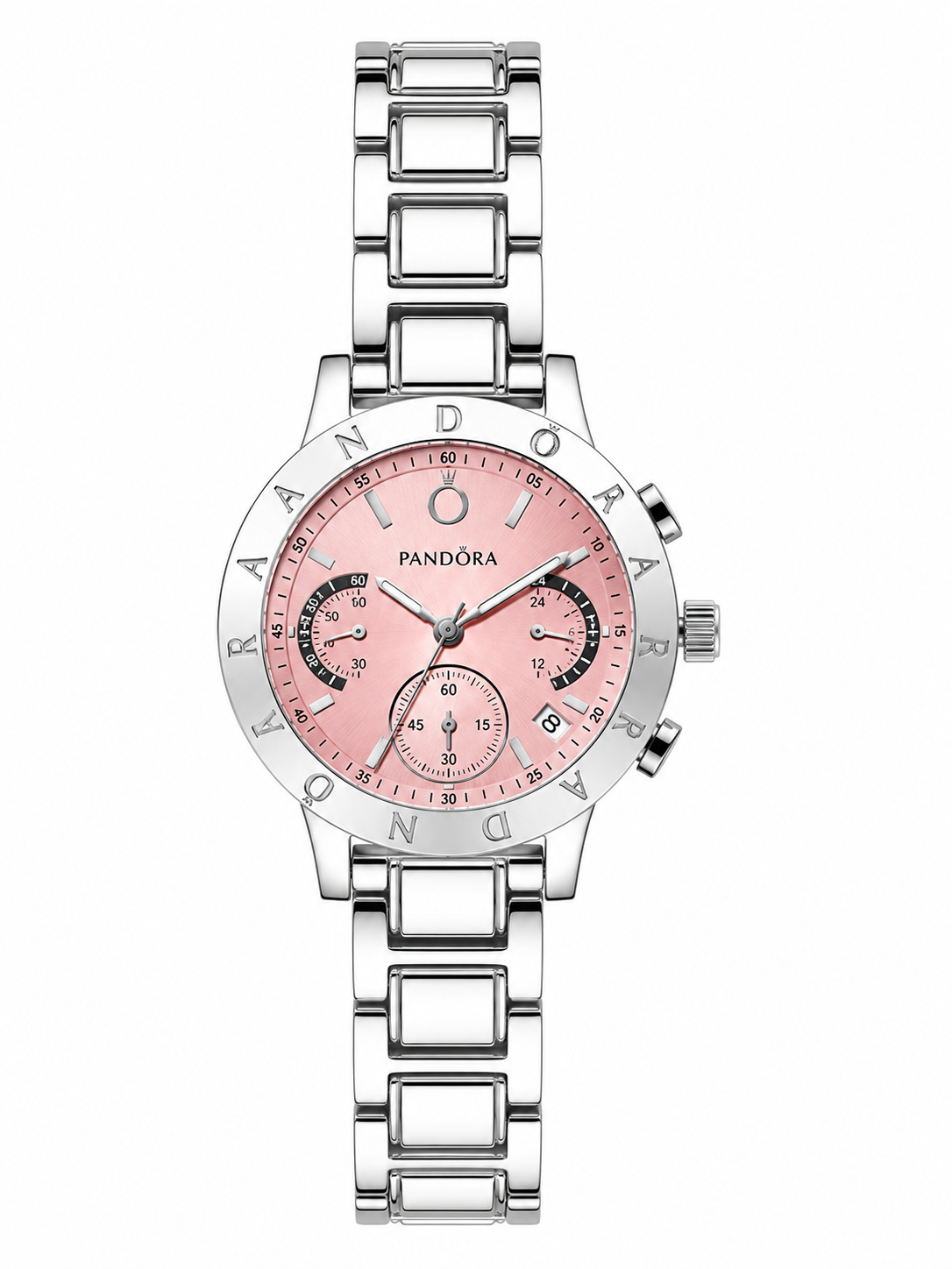 Reloj Pandora Plateado Fondo Rosado