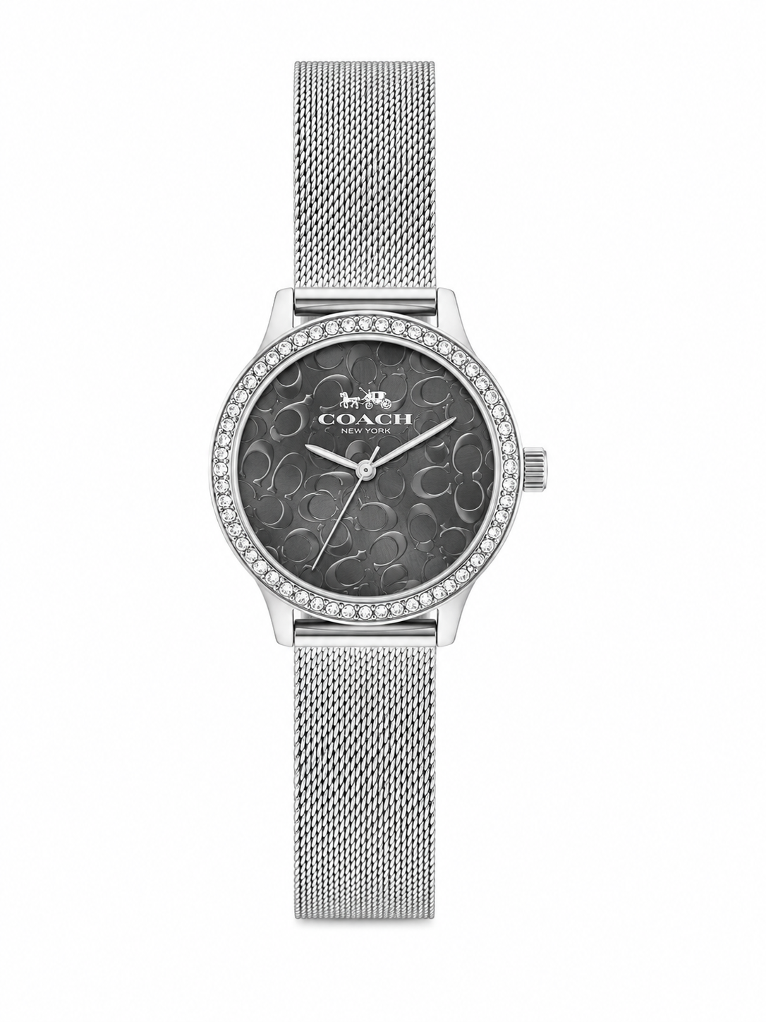 Reloj Coach Pleateado Fondo Negro de Malla