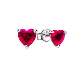 Pendientes Corazón Rosa Fucsia Brillante