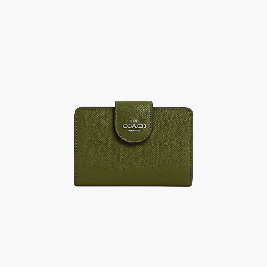 Coach Small Pebble Leather Wallet – Verde Oliva
