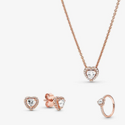 Conjunto Brillante Corazon Rose Gold