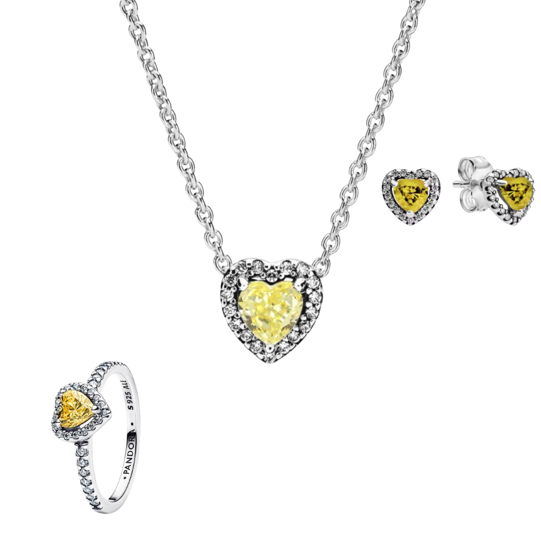 Conjunto Amarillo (Collar + Pendientes + Anillos)