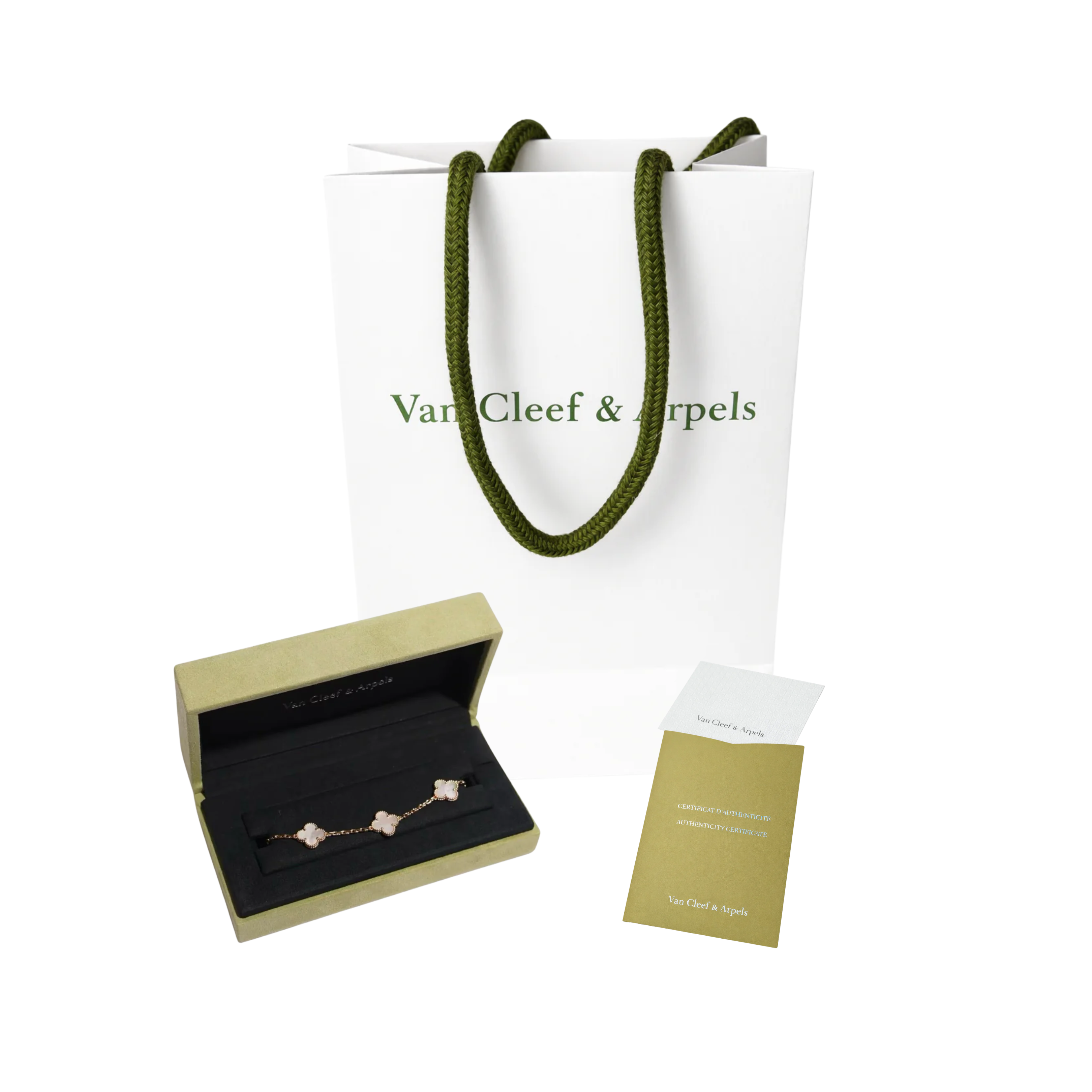 Caja + Bolsa + Certificado Van Cleef