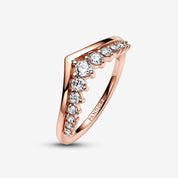 Anillo Deseo Pave Flotante Corona Oro Rosado