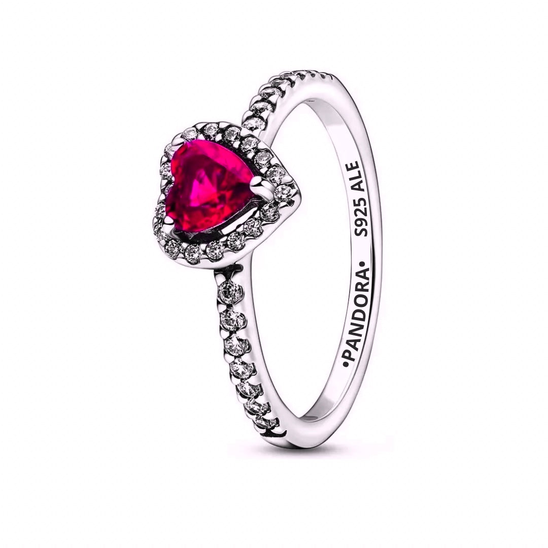 Anillo Corazón Rosa Fucsia Brillante