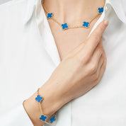 Pulsera Van Cleff 5 tréboles Azul Alhambra Vintage