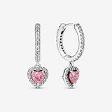 Pendientes de Aro Corazón Rosa Halo Brillante