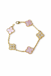 Pulsera Van Cleef Alhambra vintage 5 Tréboles Rosa y Dorado