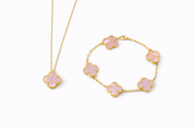 Conjunto Alhambra vintage Tréboles Rosa (Collar + Pulsera)