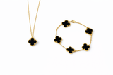Conjunto Alhambra vintage Tréboles Negros (Collar + Pulsera)