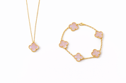 Conjunto Alhambra Vintage Tréboles Rosa (Collar + Pulsera)