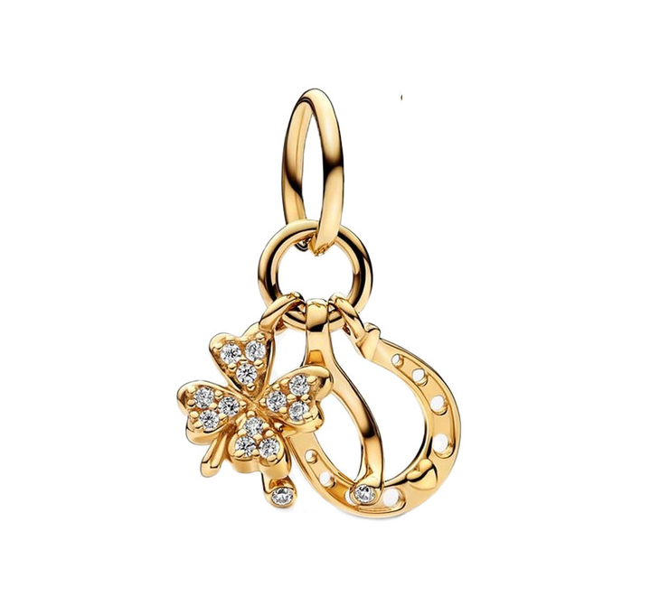 Charm Trebol y Herradura Dorado