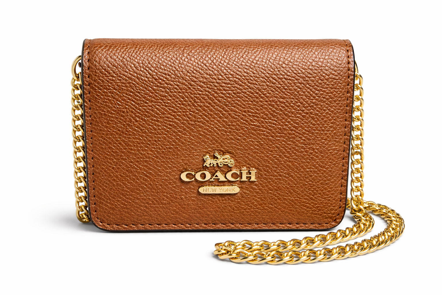Coach Mini Skinny Marron Liso 100% OG