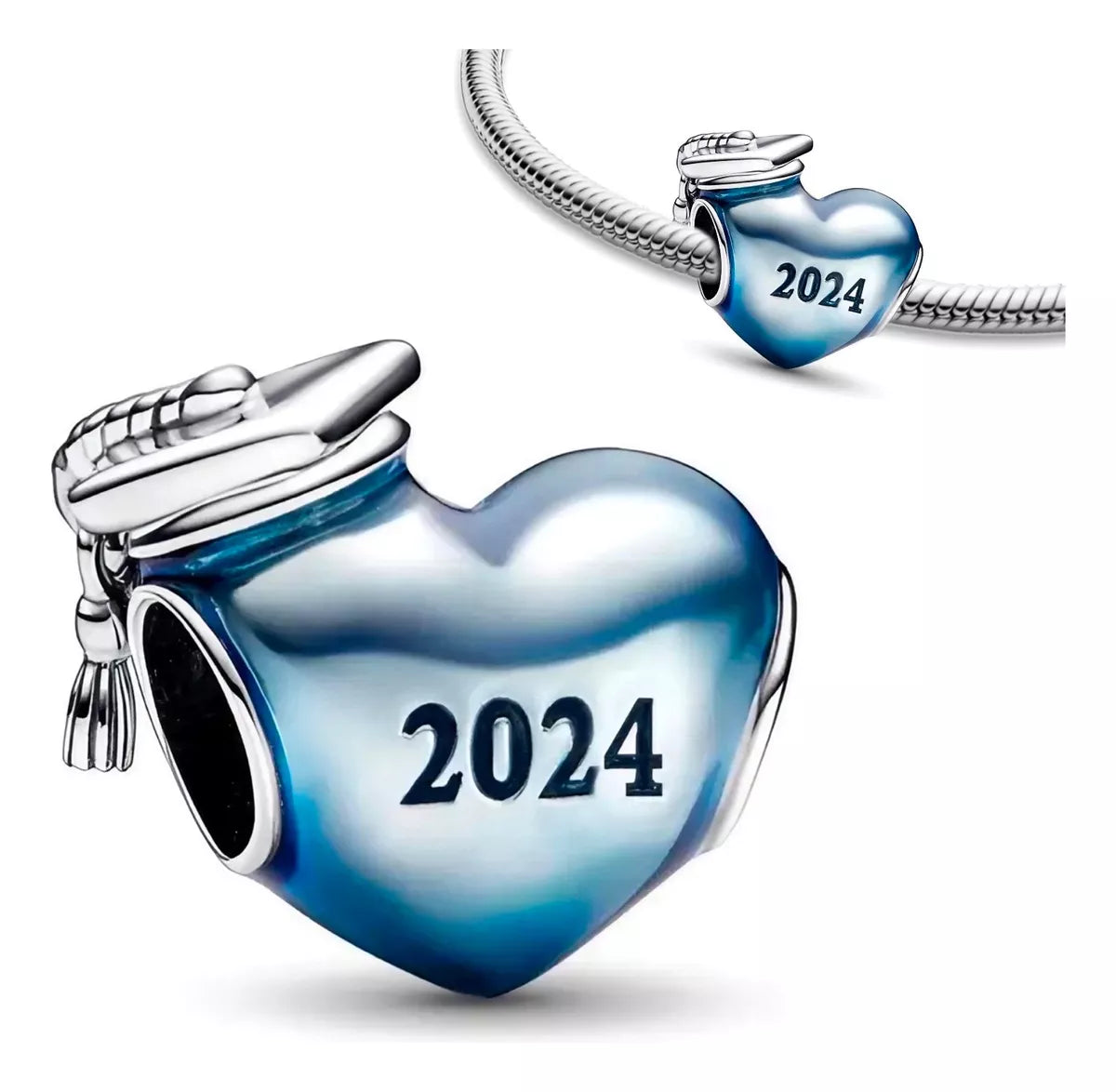 Charm de Corazón de Graduación Azul 2024