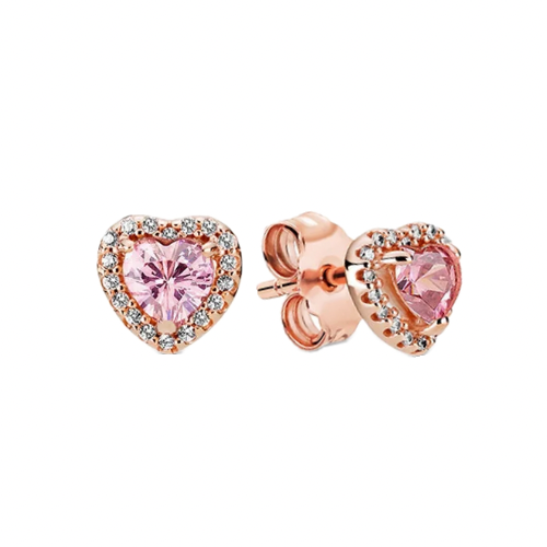 Pendientes Oro Rosa Piedra Brillante Rosa