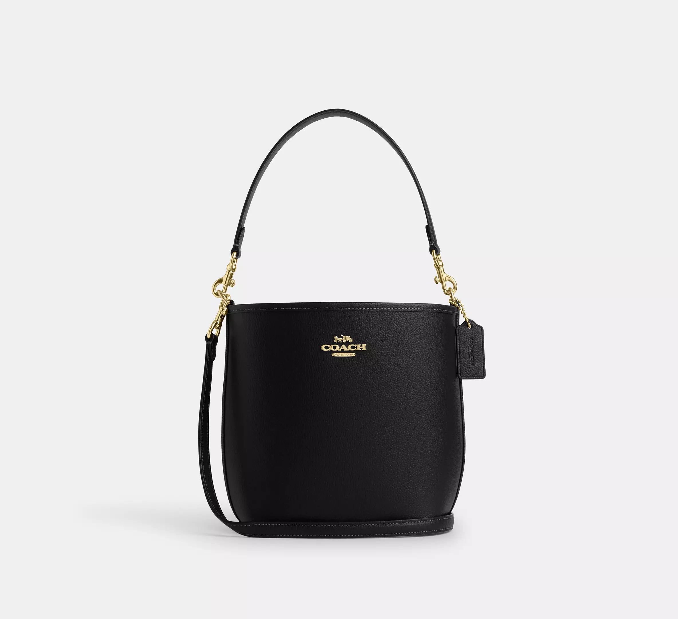 Coach bucket City Small en lona de firma Negra