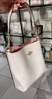 Coach Bucket Mollie Chalk Cuero Liso