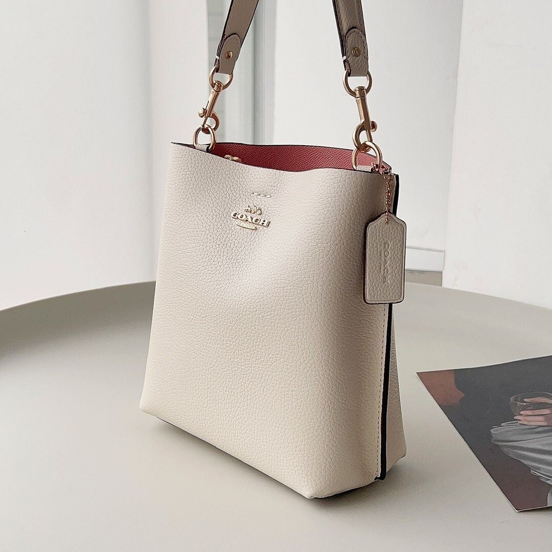 Coach Bucket Mollie Chalk Cuero Liso