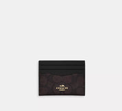 Coach Tarjetero en Signature Canvas – Negro & Caoba