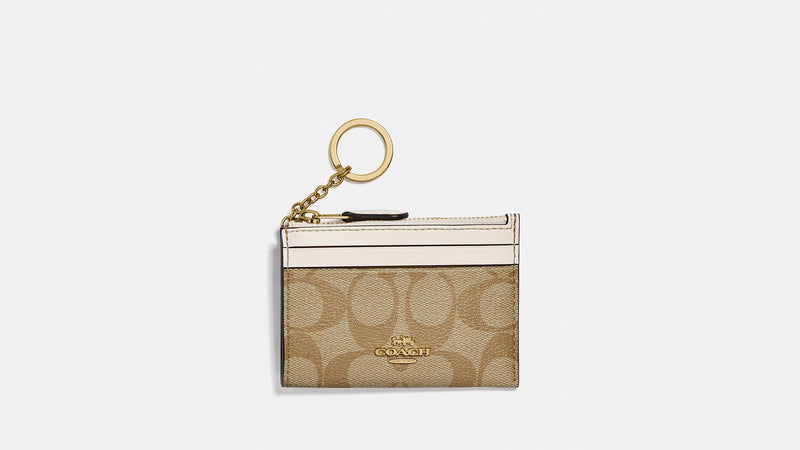 Coach Mini Skinny Wallet – Signature Canvas Khaki/Chalk