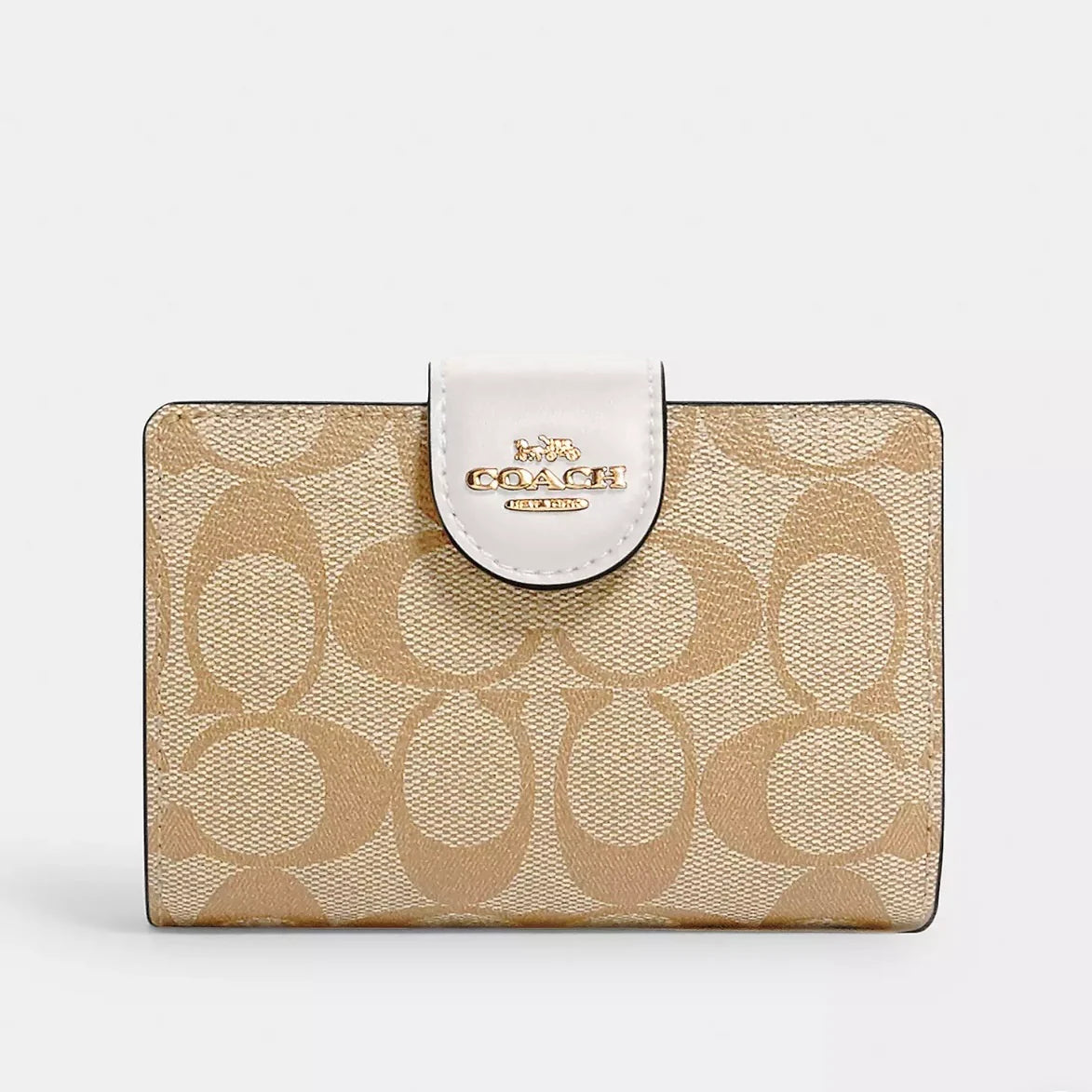 Coach Mila Small Flap Wallet Signature Canvas Khaki/Chalk