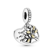 Charm Colgante Dos Tonos Corazón de Árbol Genealógico