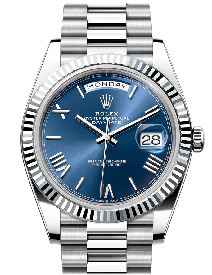 Reloj Rolex Day-Date 13 (40mm) 228236 Esfera azul (President) – ADONET
