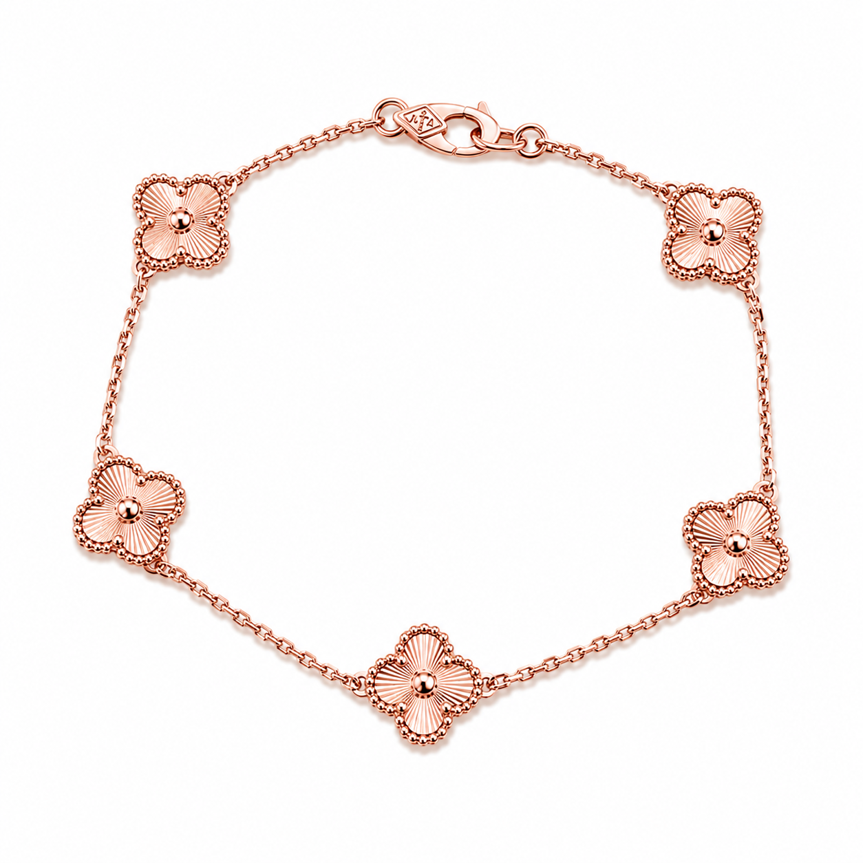 Pulsera Rose Gold Completo Van Cleef Treboles Pequeños