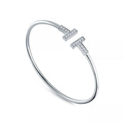 Pulsera Tiffany T Wire Plateada Con Zirconias