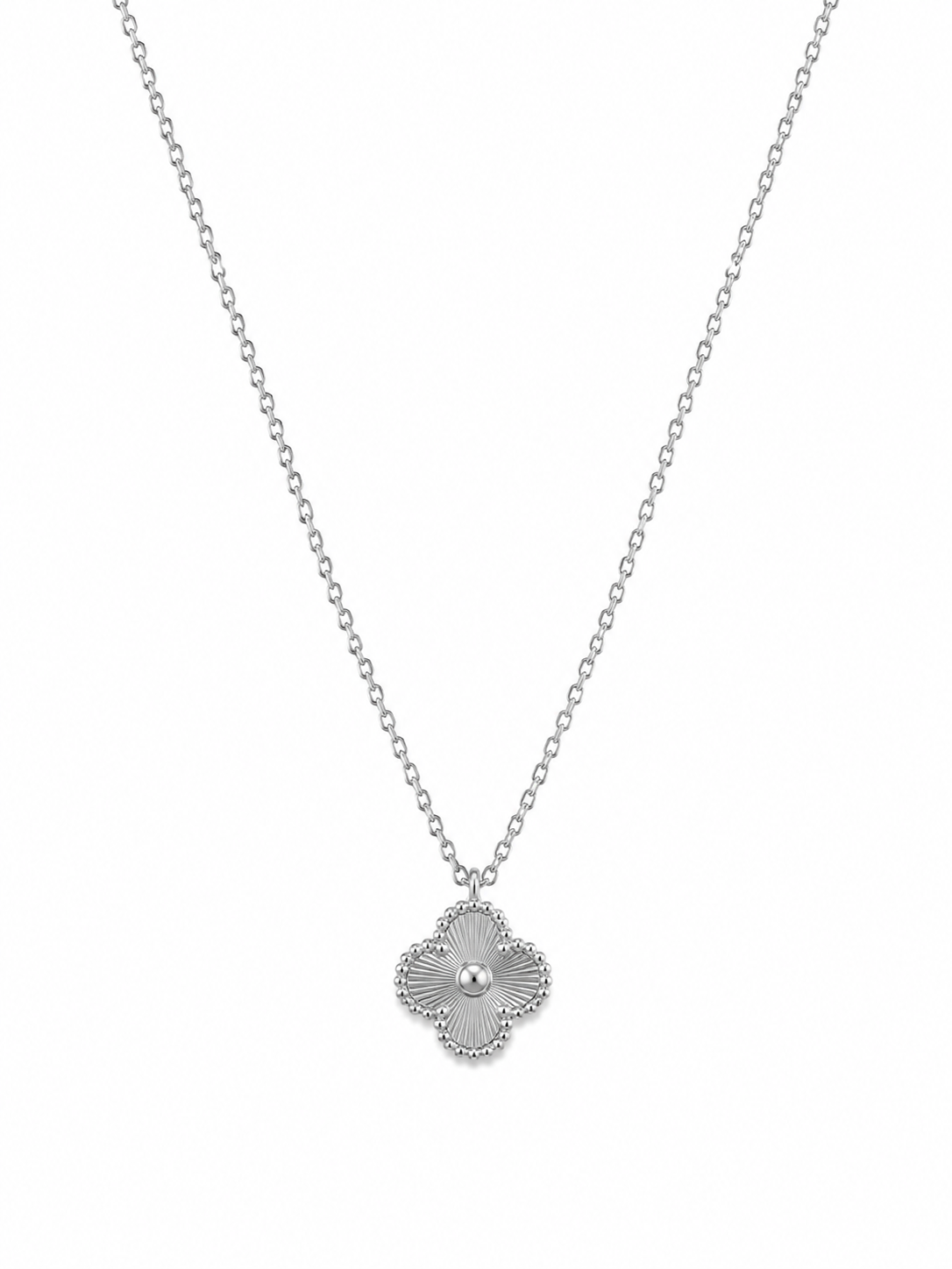 Collar Van Cleef Plateado Completo 1 Trebol Pequeño