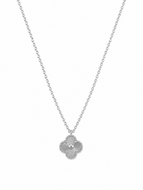 Collar Van Cleef Plateado Completo 1 Trebol Pequeño