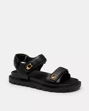 Sandalias Coach Negras con Logo Dorado