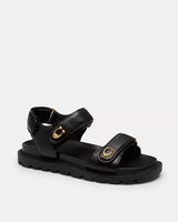 Sandalias Coach Negras con Logo Dorado