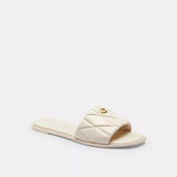 Sandalias Coach Slide Blancas Acolchadas con Logo Dorado