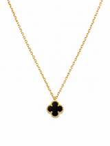 Collar Van Cleef Dorado 1 Trebol Negro Pequeño